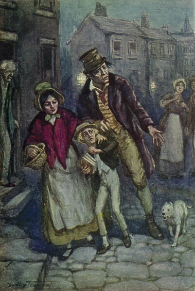 Illustration for Oliver Twist by Charles Dickens (colour litho)