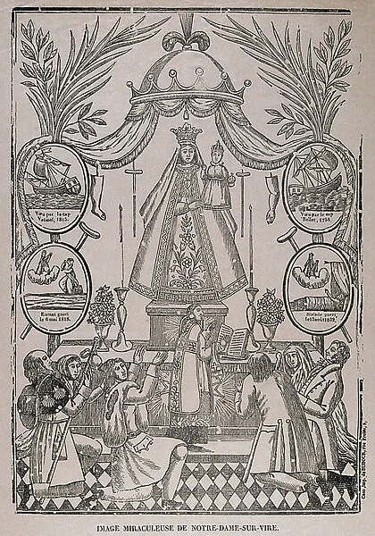 illustration showing the coronation of the Virgin Mary with Jesus, c.1820