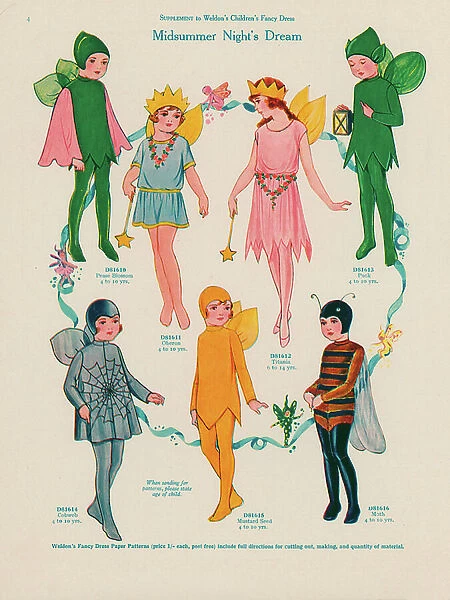 Illustration for Weldon's Children's Fancy Dress catalogue, 1940s (colour litho)