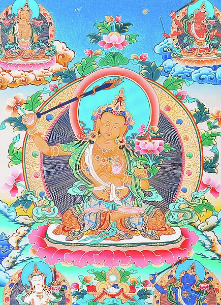 Image depicting Manjushree, the legendary creator of the Kathmandu valley (gouache on cloth)