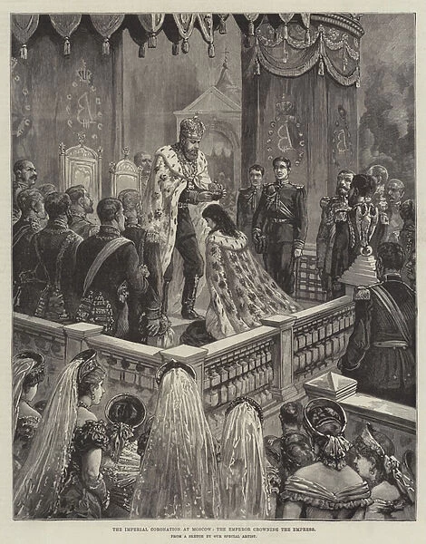 The Imperial Coronation at Moscow, the Emperor crowning the Empress (engraving)