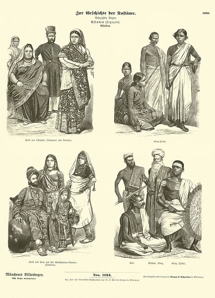 Indian costumes, late 19th Century (engraving)