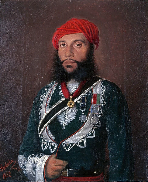 An Indian Officer of the 2nd Regiment Irregular Cavalry, 1852 (oil on canvas)