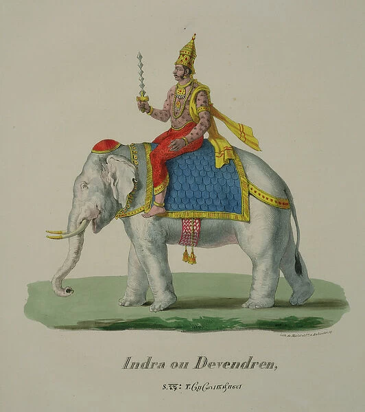 Indra, engraved by Marlet et Cie (colour litho)