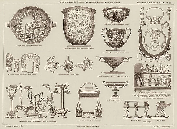 Industrial Arts of the Ancients, Domestic Utensils, Arms, and Jewelry (engraving)