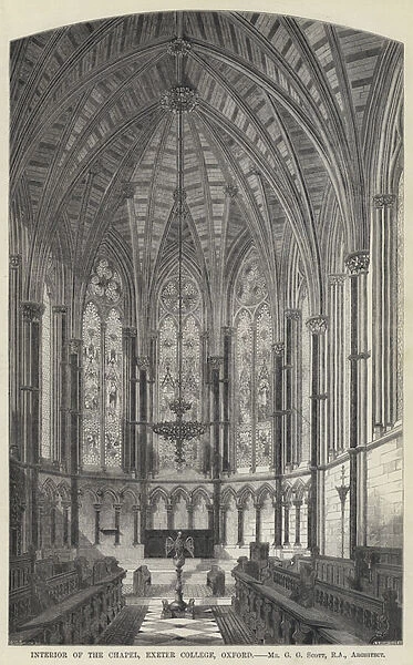 Interior of the Chapel, Exeter College, Oxford (engraving)
