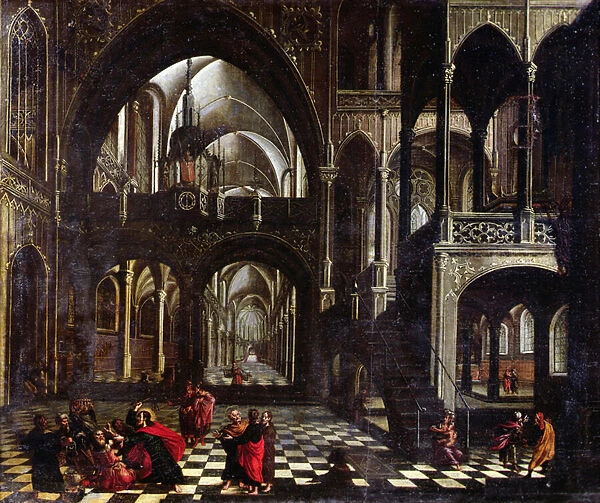 Interior of a Church, or Jesus Chasing the Merchants from the Temple (oil on canvas)