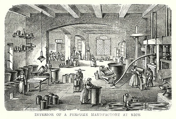 Interior of a Perfume Manufactory at Nice (engraving)