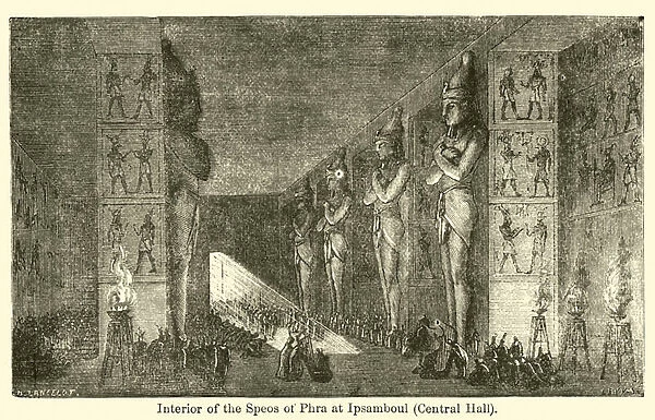 Interior of the Speos of Phra at Ipsamboul, Central Hall (engraving)