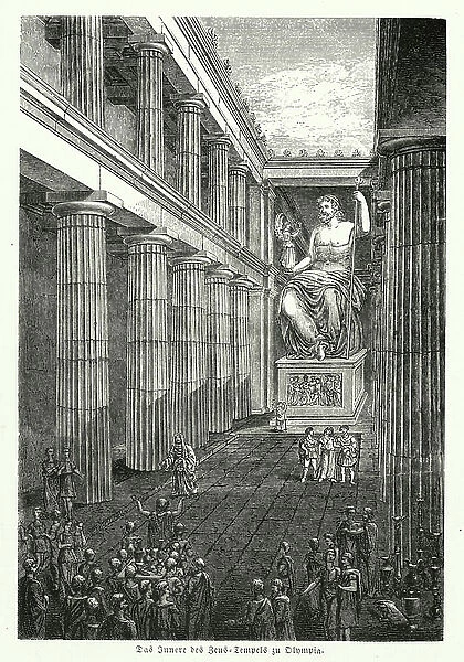 Interior of the Temple of Zeus at Olympia (engraving)
