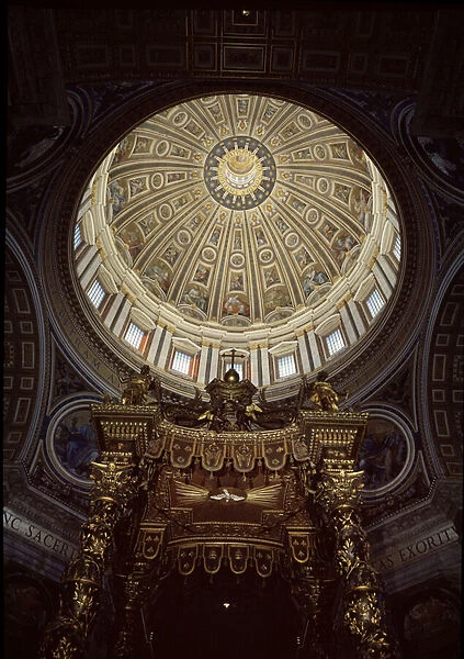 Interior view of the dome of St. Peters Basilica, designed principally by Donato