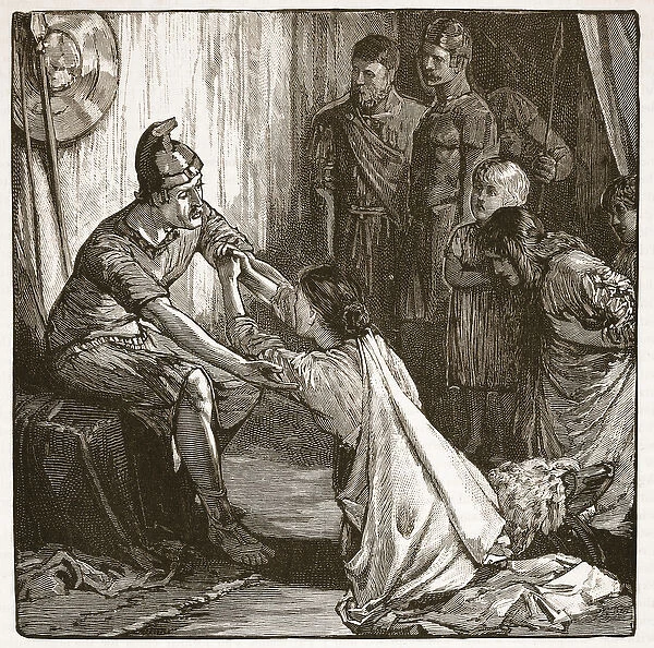 Interview between Coriolanus and his wife and mother (litho)