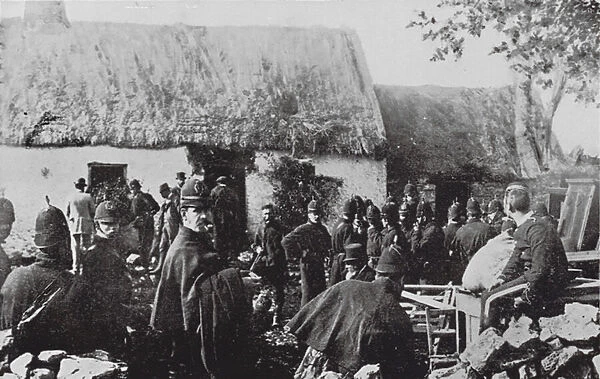 Irish eviction during the Land War, 1890s (b  /  w photo)