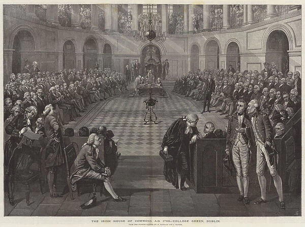 The Irish House of Commons, AD 1790, College Green, Dublin (engraving)