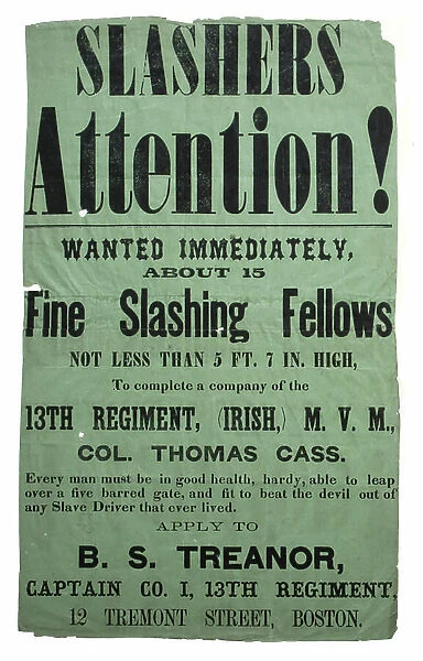 Irish recruiting poster for 9th / 13th Massachusetts Regiment