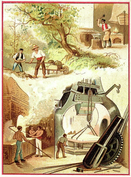 Iron: from the blacksmith to the steel industry, c.1900-1910 (chromo)