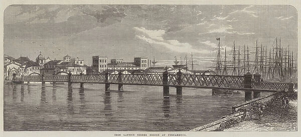 Iron Lattice Girder Bridge at Pernambuco (engraving)