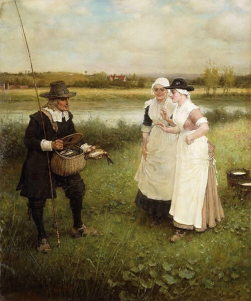 Isaac Walton and the Milkmaids, 1888 (oil on canvas)