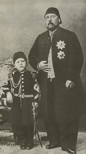 Ismail Pasha, Viceroy Of Egypt from 1863-79, with his son, Tewfik (b  /  w photo)