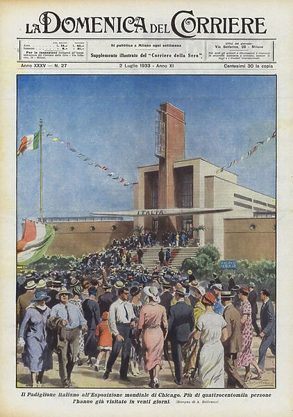 The Italian Pavilion at the World Exhibition in Chicago (colour litho)