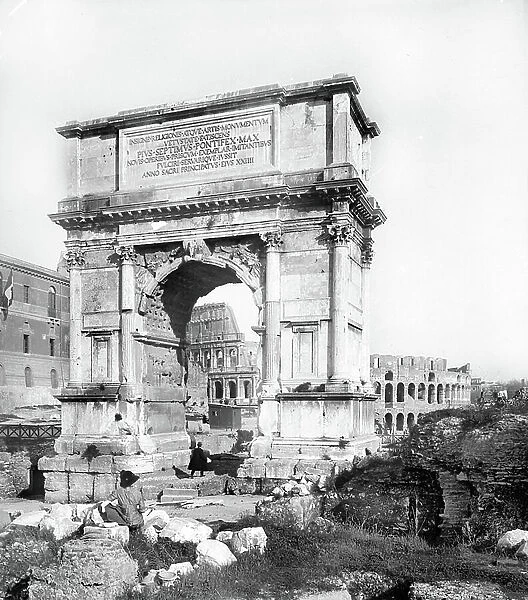 Italy, Lazio, Rome: the Colisee seen through a triumphal arch, 1895
