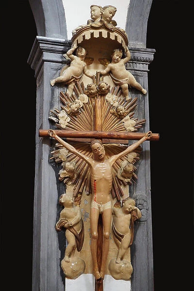 Italy, Liguria, Pigna. Parish of Saint Michael. Christ on the uncharred and imberb cross. XIV century