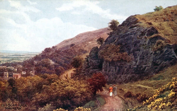 Ivy-Scar Rock, Malvern (colour litho)