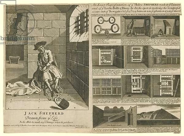 Jack Shepherd and his escapes (engraving)