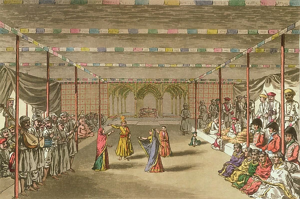 The Janumushtoomee, from A Mahratta Camp, 5th April 1813 (colour engraving)