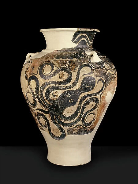 Jar with octopus motif, -50 BC (clay, pigment)