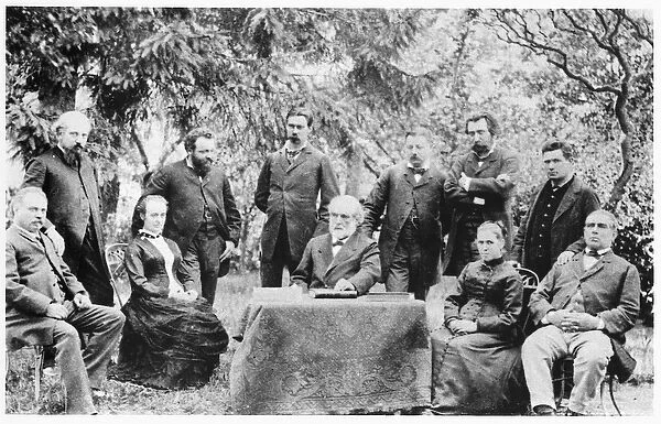Jean-Baptiste Andre Godin (1817-88) together with the members of the first meeting