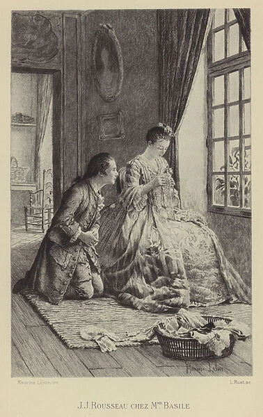 Jean-Jacques Rousseau at the house of Madame Basile (gravure)