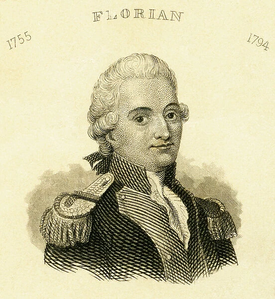 Jean Pierre Claris de Florian (1755-1794), French fable poet, c.1850 (engraving)