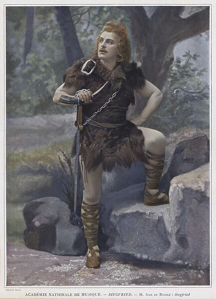 Jean de Reszke in the title role in Siegfried (coloured photo)