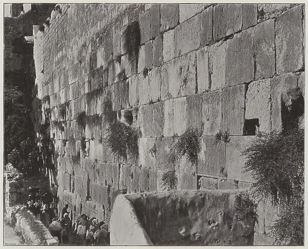 Jerusalem, Wall of the Lamentations of Jews (b  /  w photo)