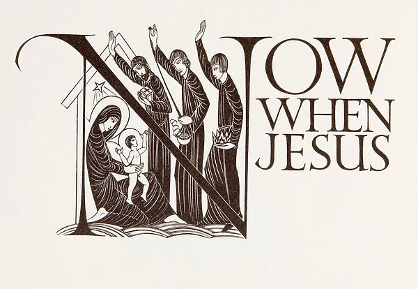 Now When Jesus, from The Four Gospels of the Lord Jesus Christ According to the Authorized Version of King James I, 1931 (wood engraving)