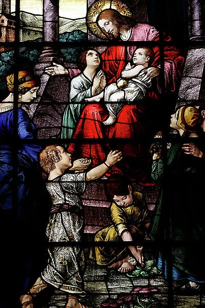 But Jesus said, Suffer little children, and come unto me, c1920 (stained glass)
