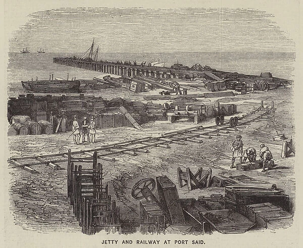 Jetty and Railway at Port Said (engraving)