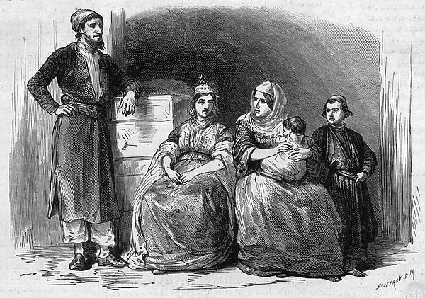 Jewish population of Tetouan (Tetuan) in Morocco: members of a Jewish family, 1868