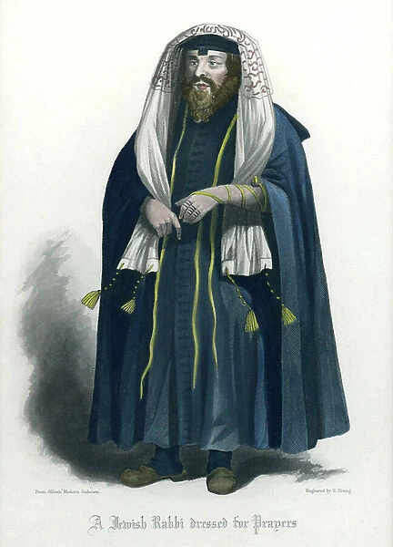 A Jewish Rabbi Dressed for Prayers, after an engraving by R