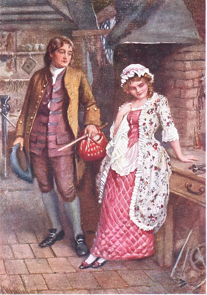 Joe Willet and Dolly Varden, illustrations for Character Sketches from Dickens