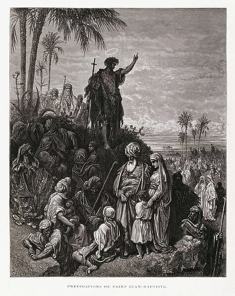 John The Baptist preaching, Illustration from the Dore Bible, 1866