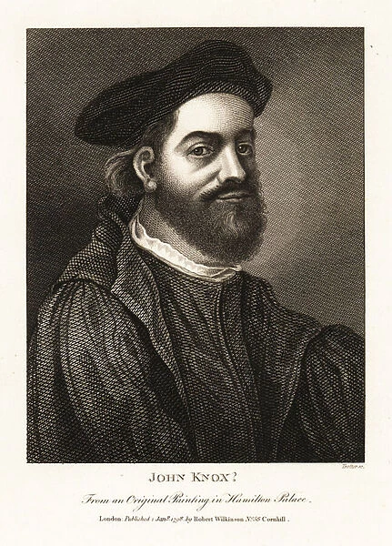 John Knox the younger(?), Scottish preacher and writer, 16th cen 1798 (engraving)