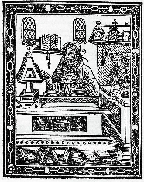 John Peckham (1225-1292), Franciscan theologian, man of science and archbishop of Canterbury. xylography of 1510. private collection