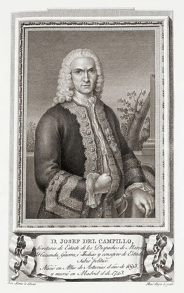 Jose del Campillo y Cossio, after an etching in Retratos de Los Espanoles Ilustres, Madrid, Spain, pub. 1791