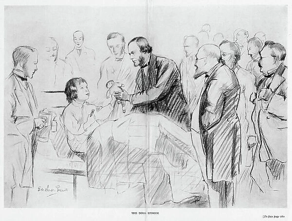 Joseph Lister (1827-1912), English surgeon and pioneer of antiseptic surgery, on his ward round in Glasgow Royal Infirmary c1867, After pencil sketch