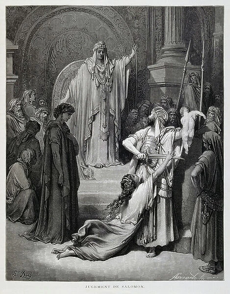 The Judgment of Solomon Illustration from the Dore Bible, 1866