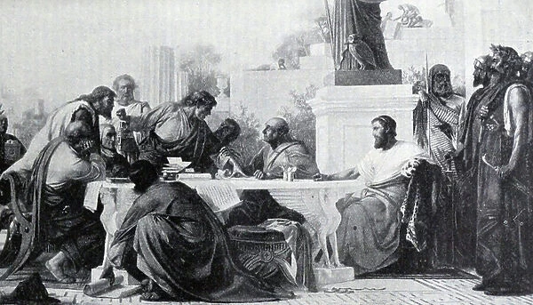 Julian the Apostate addressing a conference of the Sectarians by Edward Armitage