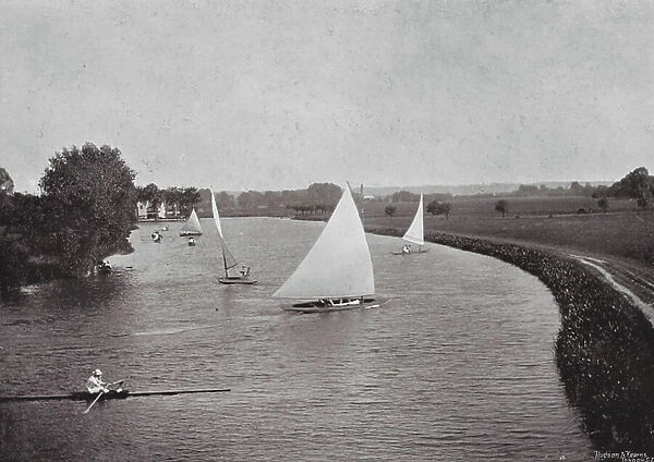 Kennington Reach, A Sailing Race (b / w photo)