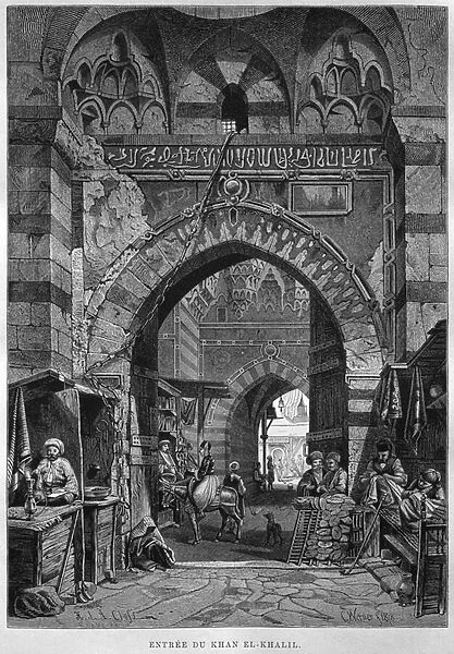Khan El-Khalil entry, from L Egypte of Georg Moritz Ebers (1837-98)